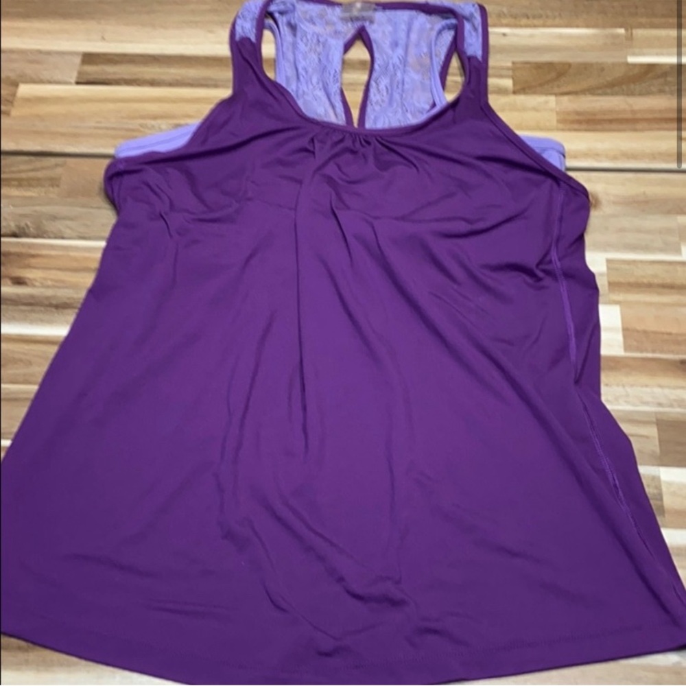 CALIA lace back tank top with attached sports bra